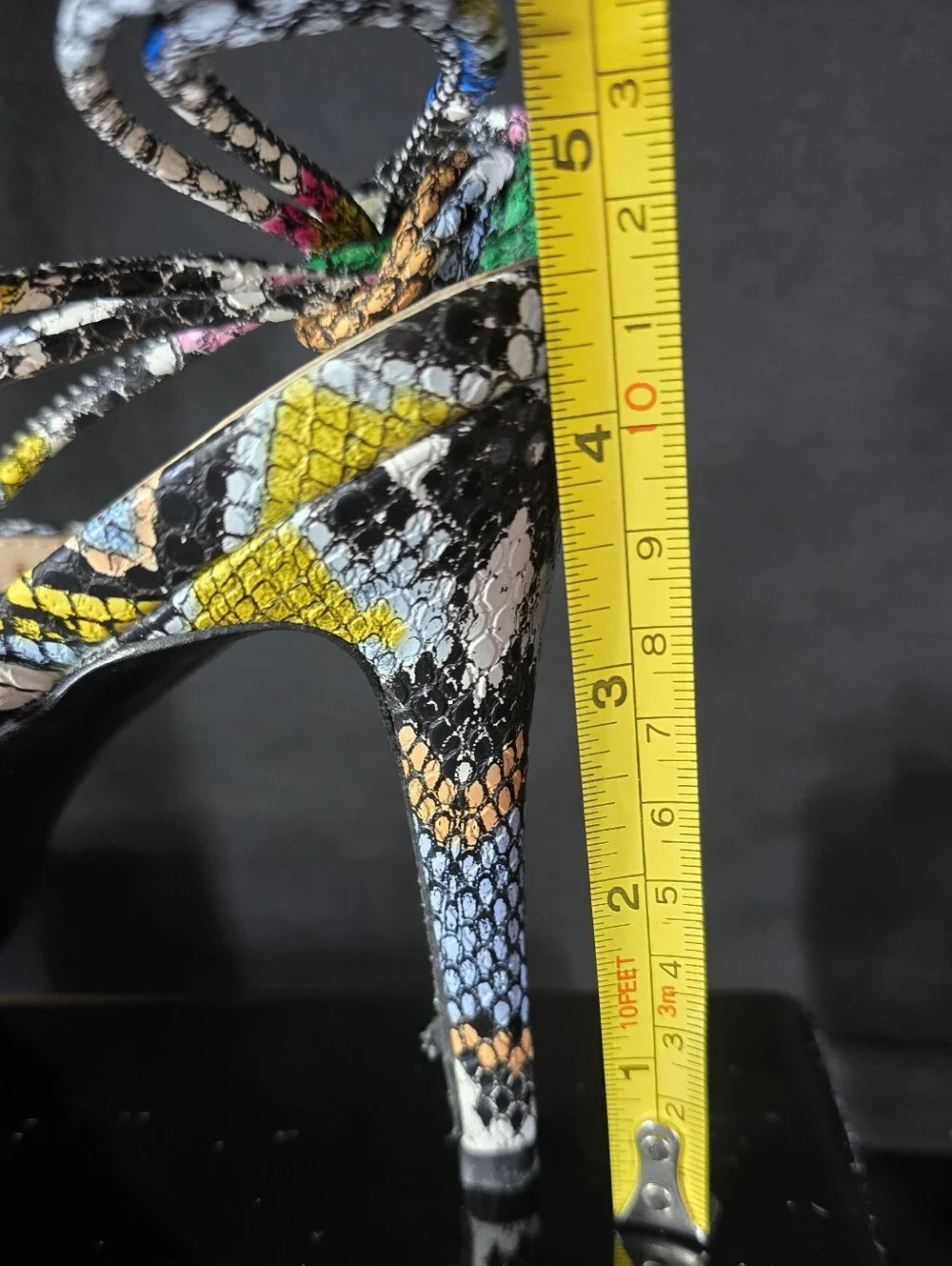 Unilady “Lacey” Colorful Snakeskin Ankle-Tie Heels – Size 11 – New in Box